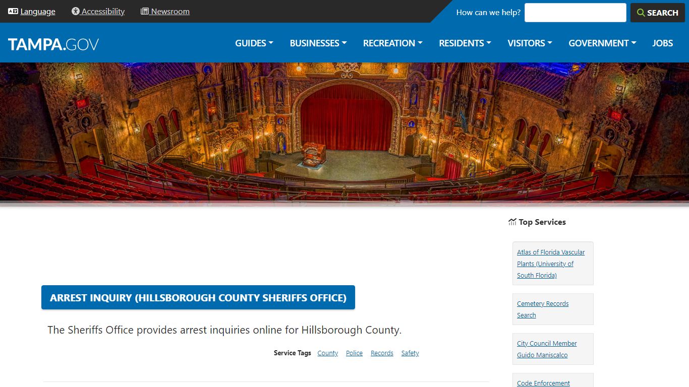 Arrest Inquiry (Hillsborough County Sheriffs Office) - City of Tampa