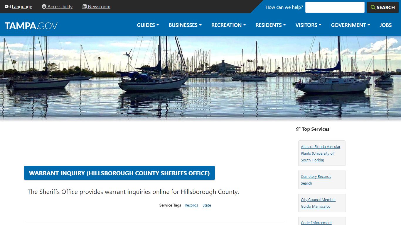 Warrant Inquiry (Hillsborough County Sheriffs Office) - City of Tampa